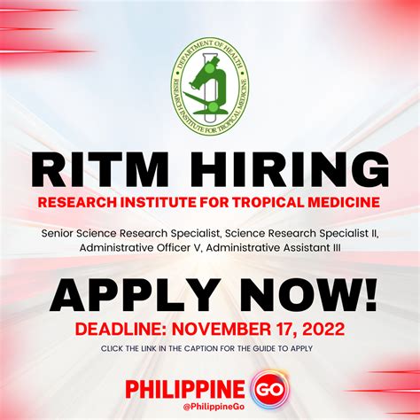 ritm careers|Research Institute for Tropical Medicine Careers and .